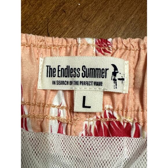 The Endless Summer Swim Trunks Elastic Waistband Quick Dry Floral Pink M L NWT - Picture 8 of 9